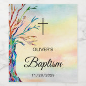 名前をカスタムするファミリーツリーバプテスマ《キリスト教》洗礼式や命名式 ワインラベル (シングルラベル)