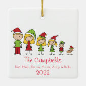 名前をカスタムするファミリー&ペットクリスマスセラミックオルナム セラミックオーナメント (裏面)