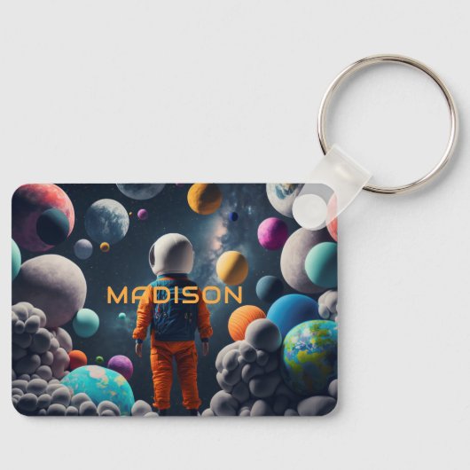 名前をカスタムするファンタジー宇宙子 キーホルダー (正面)