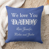 名前をカスタムするファーザーダディモダンダシンプルブルー クッション (ブランケット)