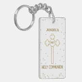 名前をカスタムするファーストホーリーコミュニオン金ゴールドルッククロス キーホルダー (正面左)