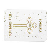 名前をカスタムするファーストホーリーコミュニオン金ゴールドルッククロス マグネット (横)