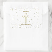 名前をカスタムするファーストホーリーコミュニオン金ゴールドルッククロス 長方形シール (バッグ)