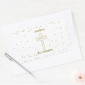 名前をカスタムするファーストホーリーコミュニオン金ゴールドルッククロス 長方形シール (封筒)