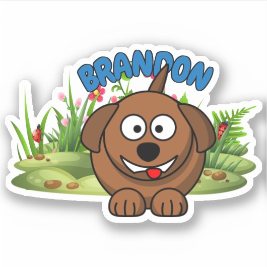 名前をカスタムするファームドッグファーミヤードマンガ動物 シール (正面)