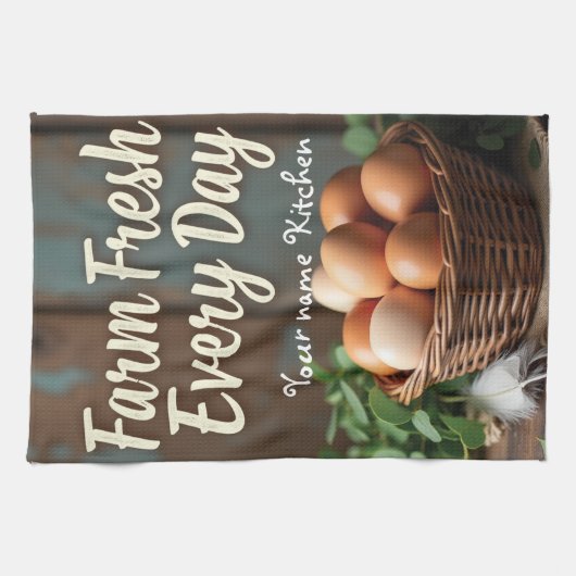 名前をカスタムするファームハウスキッチンリネン キッチンタオル (横)