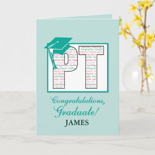 名前をカスタムするフィジカルセラピー卒業祝 カード (黄色い花)