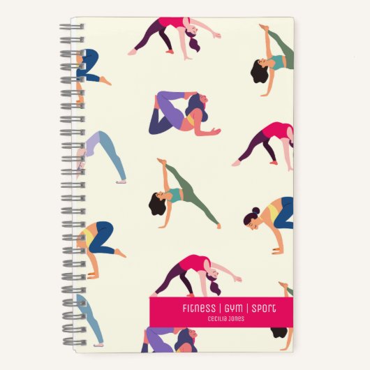 名前をカスタムするフィットネススポーツトレーカージャーナル ノートブック (正面)