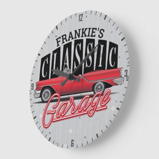 名前をカスタムするフェイクネオンクラシックパパガレージ ラージ壁時計 (傾斜)