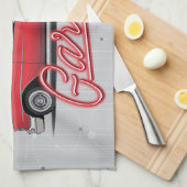 名前をカスタムするフェイクネオン1950のクラシック車庫 キッチンタオル (四つ折り)