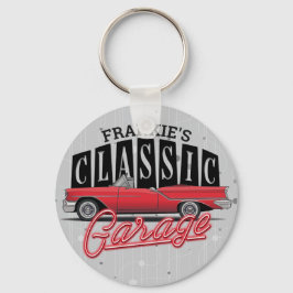 名前をカスタムするフェイクネオン1950のクラシック車庫 キーホルダー