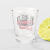 名前をカスタムするフェイクネオン1950のクラシック車庫 ショットグラス (裏面)