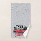 名前をカスタムするフェイクネオン1950のクラシック車庫 バスタオルセット (ハンドタオル)