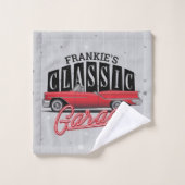 名前をカスタムするフェイクネオン1950のクラシック車庫 バスタオルセット (ウォッシュタオル)