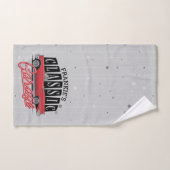 名前をカスタムするフェイクネオン1950のクラシック車庫 バスタオルセット (ハンドタオル)