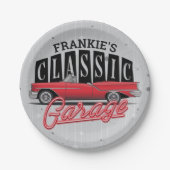 名前をカスタムするフェイクネオン1950のクラシック車庫 ペーパープレート (正面)