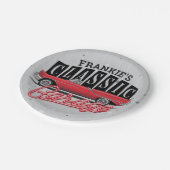 名前をカスタムするフェイクネオン1950のクラシック車庫 ペーパープレート (アングル)