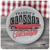 名前をカスタムするフェイクネオン1950のクラシック車庫 ペーパープレート