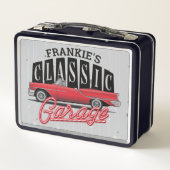 名前をカスタムするフェイクネオン1950のクラシック車庫 メタルランチボックス (裏面)