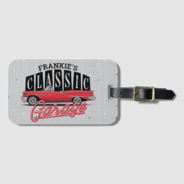 名前をカスタムするフェイクネオン1950のクラシック車庫 ラゲッジタグ