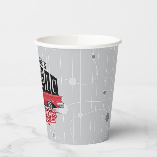 名前をカスタムするフェイクネオン1950のクラシック車庫 紙コップ (左)