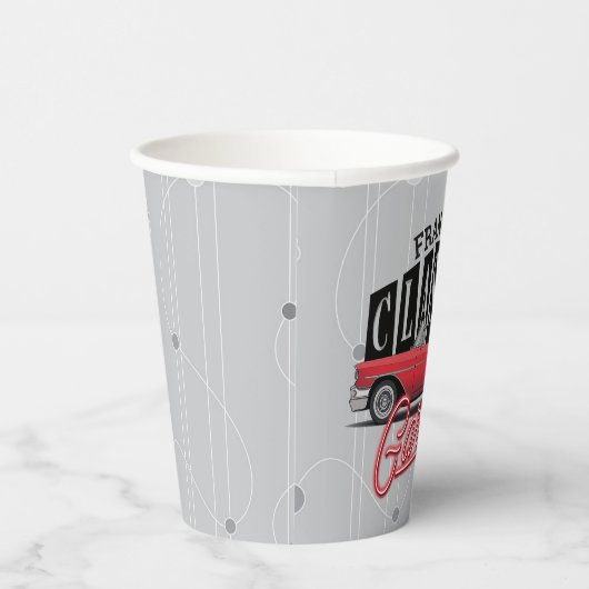 名前をカスタムするフェイクネオン1950のクラシック車庫 紙コップ (右)