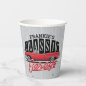 名前をカスタムするフェイクネオン1950のクラシック車庫 紙コップ (正面)