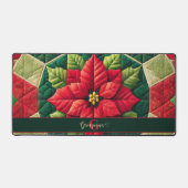 名前をカスタムするフェスティバルフローラパッチワークポインセチア デスクマット (正面)
