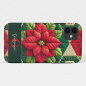 名前をカスタムするフェスティバルフローラパッチワークポインセチア Case-Mate iPhoneケース (裏面(横))
