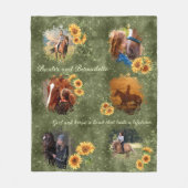 名前をカスタムするフォトグリーン(ひまわりアクセント付) フリースブランケット (正面)