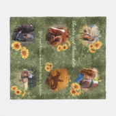 名前をカスタムするフォトグリーン(ひまわりアクセント付) フリースブランケット (正面(横))