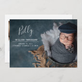 名前をカスタムするフォトコラージュ男の赤ちゃん生まれたばかりの誕生 案内状 (正面/裏面)