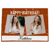 名前をカスタムするフォトハッピーバースデー抱き枕 ラージペーパーバッグ (正面)