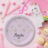 名前をカスタムするフクロパターン ペーパープレート (パーティー)