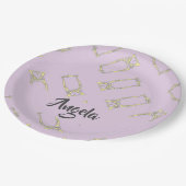 名前をカスタムするフクロパターン ペーパープレート (アングル)