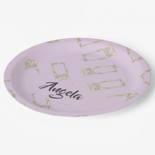 名前をカスタムするフクロパターン ペーパープレート (アングル)