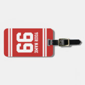 名前をカスタムするフットボールのジャージー州番号の運動旅行 ラゲッジタグ (正面横)