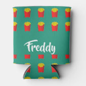 名前をカスタムするフライドオンティール（緑がかった色） 缶クーラー (正面)