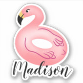 名前をカスタムするフラミンゴプールフロート シール (正面)