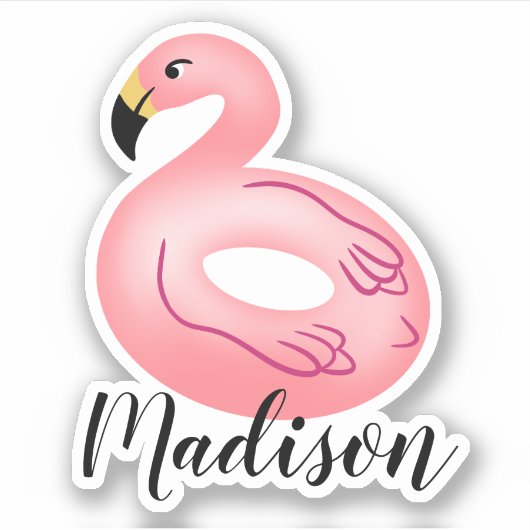 名前をカスタムするフラミンゴプールフロート シール (正面)