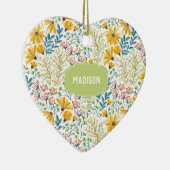 名前をカスタムするフラワーイラストレーションオーナメント セラミックオーナメント (右)