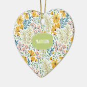 名前をカスタムするフラワーイラストレーションオーナメント セラミックオーナメント (左)