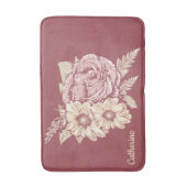 名前をカスタムするフラワーイラストレーションバスマット バスマット (正面縦)