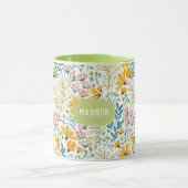 名前をカスタムするフラワーイラストレーションマグ マグカップ (中央)