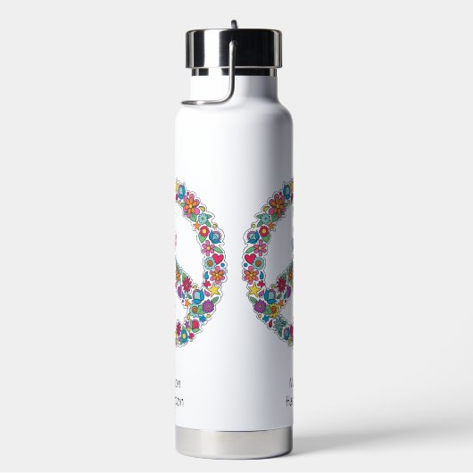 名前をカスタムするフラワーピースサイン ウォーターボトル (右面)