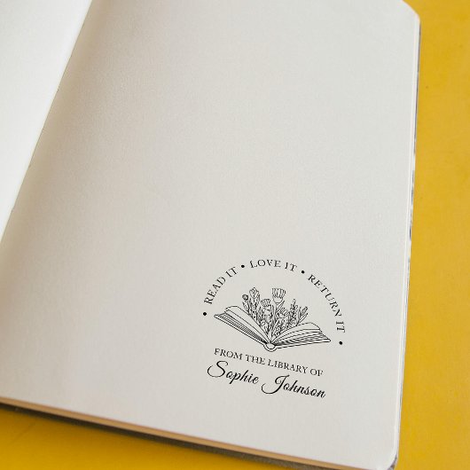 名前をカスタムするフラワーブックラバー先生 ラバースタンプ