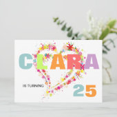 名前をカスタムするフラワーリースハート誕生日招待状 招待状 (スタンド正面)