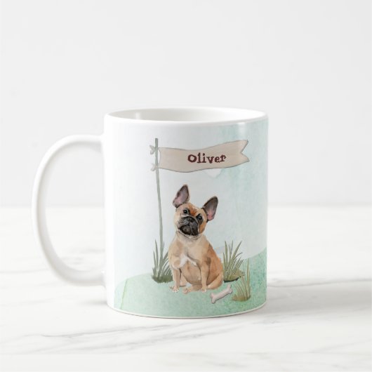 名前をカスタムするフランスのブルドッグペット コーヒーマグカップ (左)