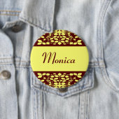 名前をカスタムするフローラの黄色と茶色 缶バッジ (インサイチュ)