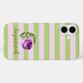 名前をカスタムするフローラウォーターカラーバラパステルストライプズ Case-Mate iPhoneケース (裏面 (横))